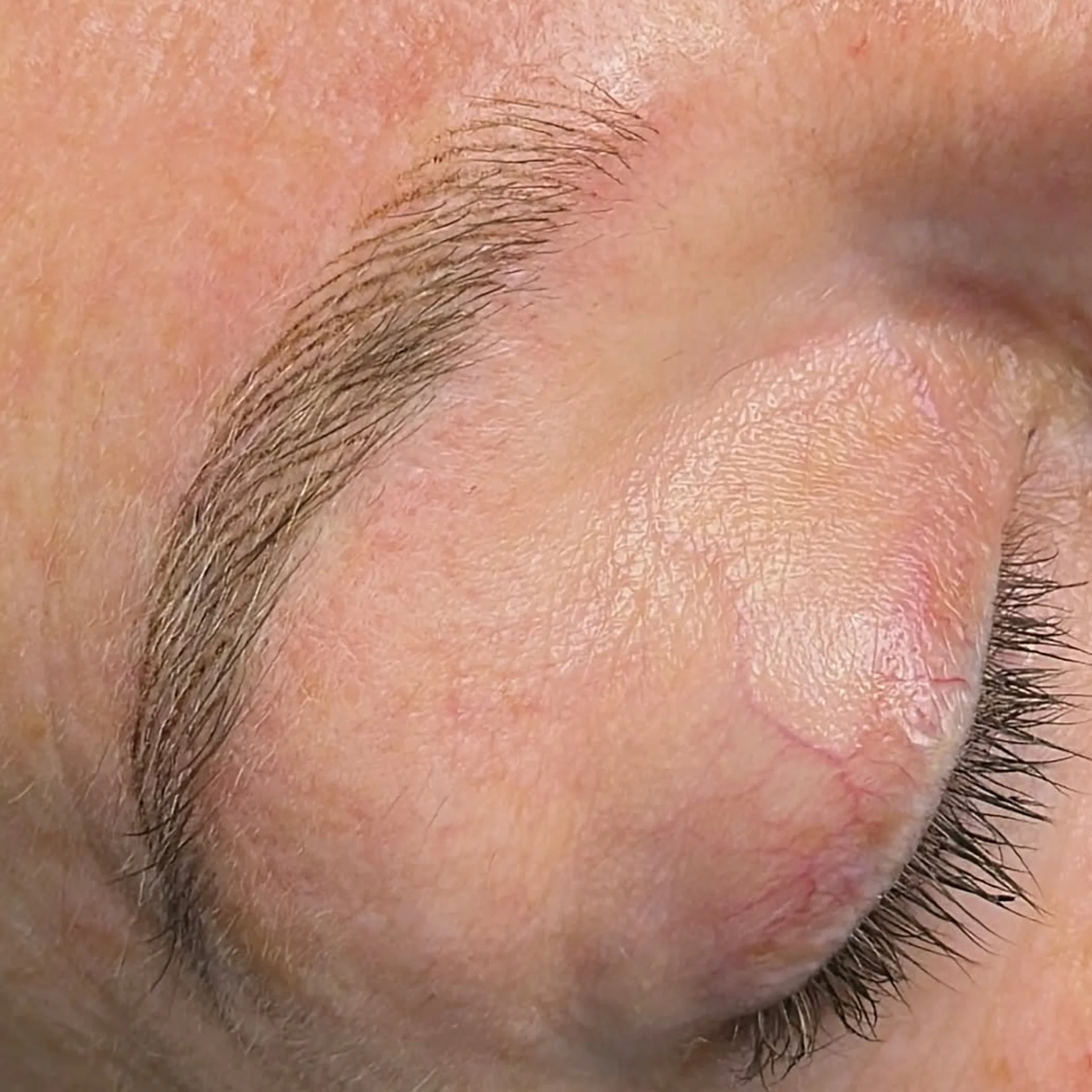 close-up of healed eyebrow tattoo