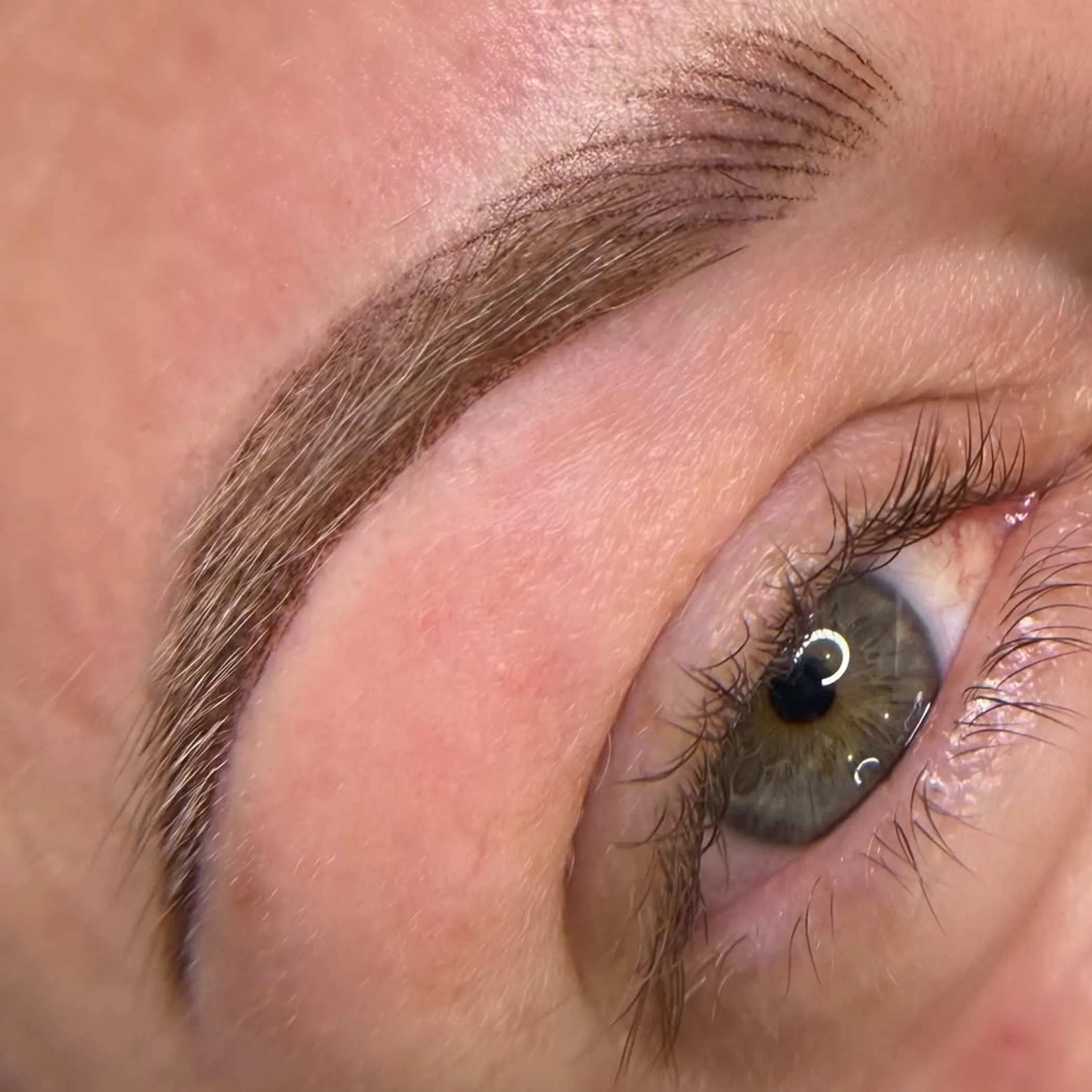 close-up of healed eyebrow tattoo