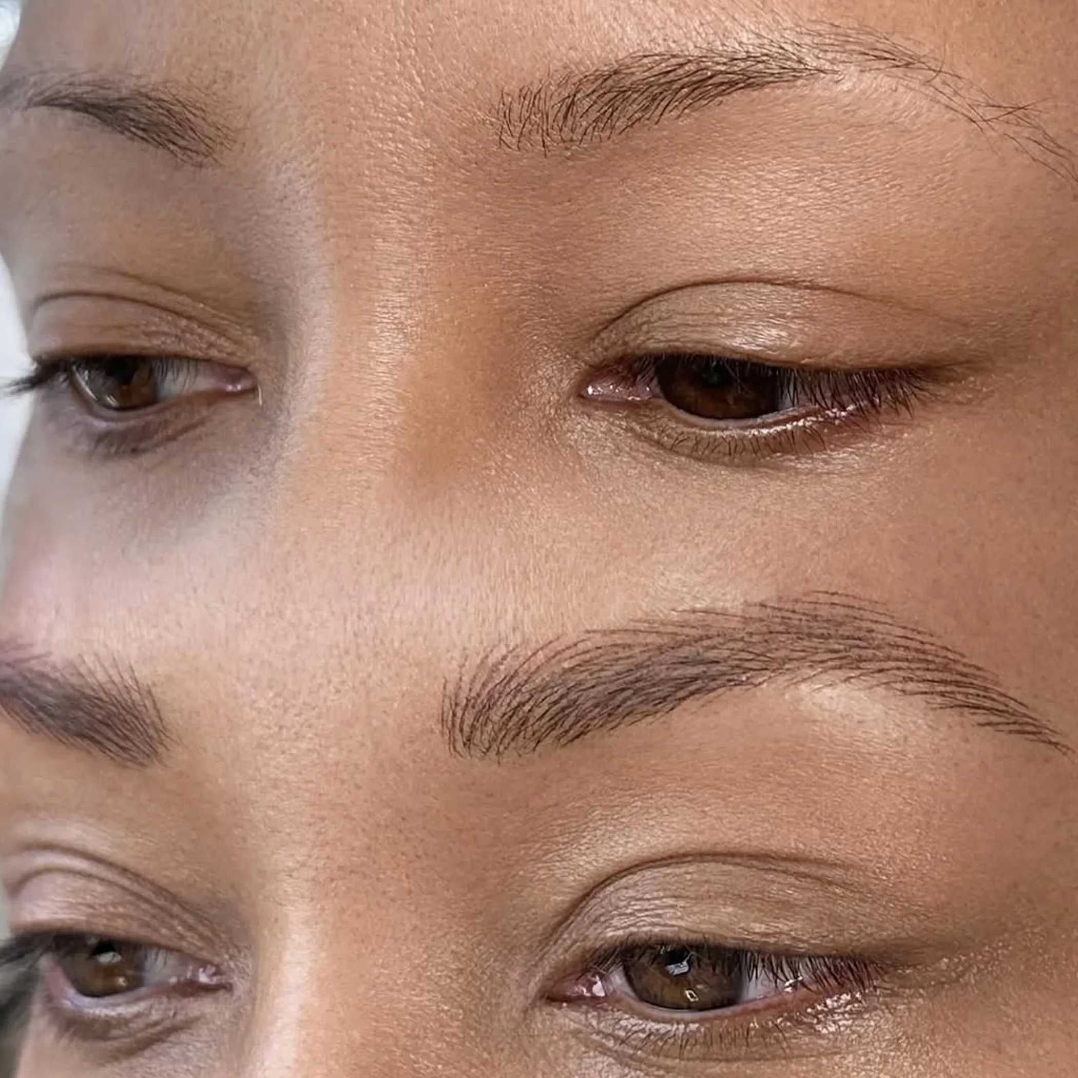 close-up of healed eyebrow tattoo